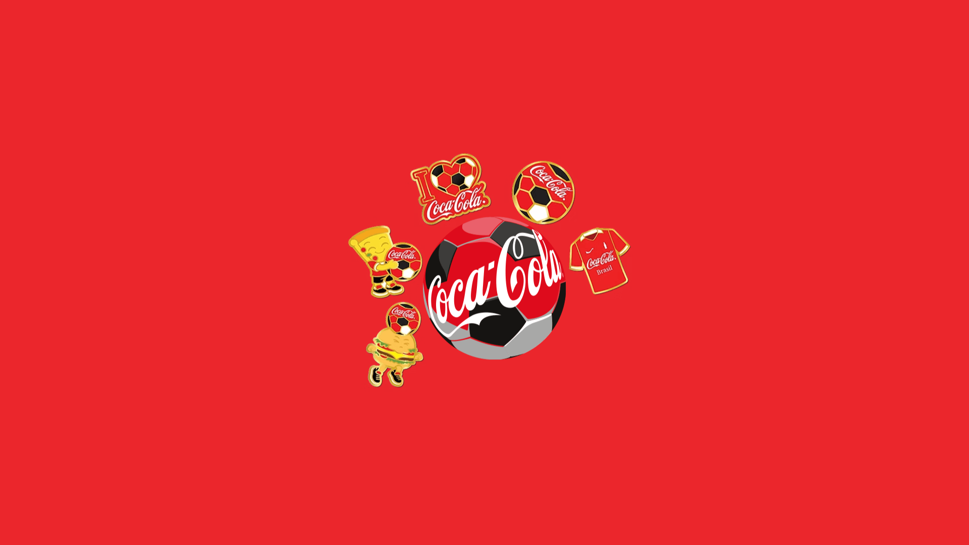 O que futebol, pizza e hambúrguer tem em comum? Os novos pins da Coca-Cola!